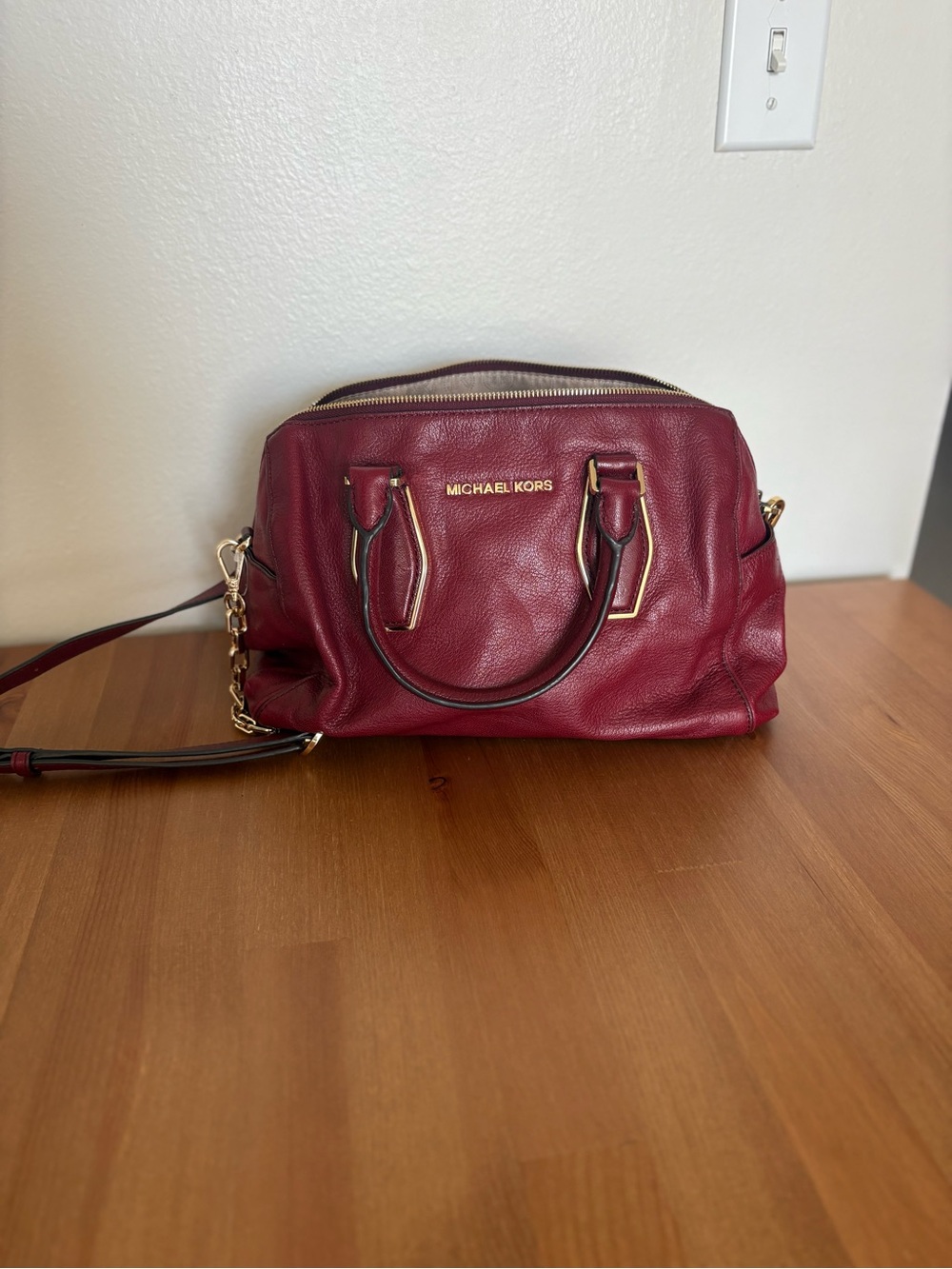 Michael Kors Burgundy Leather Satchel Bag